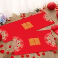 Rote Hochzeits-Fußmatte mit goldenem Doppelglück-Zeichen für die Dekoration von Brautzimmern. - Hochzeitsstil 06 (Mandala-Muster)