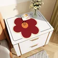 Wasserdichte Nachttischmatte aus Kunstleder mit dekorativem rotem Blumenmuster - 30*40cm / Blumenmuster-G (Rote Blumen)