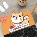 Zerbino in terra di diatomee Shiba Inu con scritta 'Welcome home' per ingresso casa - 40x60cm / Occhi Splendenti