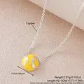 Fashionable sporty yellow softball pendant necklace in copper with adjustable chain - Silver Plated Necklace (Chain + Pendant) / 1cm Softball Style (NAQ02-1)
