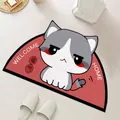Zerbino a semicerchio in fango di diatomee con gatto, assorbente e antiscivolo per casa - 40x60cm / Cane Fortunato