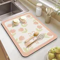 Absorberende afdruipmat voor in de keuken met een schattig roze tulpenbloemenpatroon - Kleine Bloem-Lichtroze