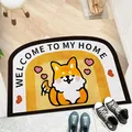 Tappetino semicircolare in farina fossile con cane e scritta Welcome To My Home. - 40x60cm / Piccolo Cuore