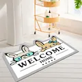 Tappetino in terra di diatomee assorbente con simpatici conigli e scritta 'Welcome Home' art - 40x60cm / Casa