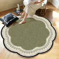 Vintage green floral round area rug for living room French retro style decorative mat - Diameter 50CM / Vintage Green Floral