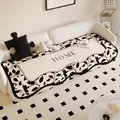 Cream-colored irregular sofa mat with black floral pattern and central 'HOME' text - 50*50CM / Luxury Impression-M(HOME)