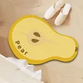Yellow cartoon pear-shaped absorbent diatom mud non-slip bath mat for bathroom floor - 30x50cm / Pear