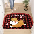 Zerbino assorbente semicircolare in terra di diatomee con Shiba Inu e scritta home - 40x60cm / Delizia del Cuore