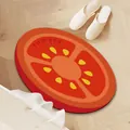 Rutschfeste Badematte aus Diatomeenschlamm in Form einer Zeichentrick-Tomatenscheibe - Tomate