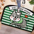Zerbino a semicerchio in terra di diatomee con cane cartoon e motivi a strisce - 40x60cm / Sciarpa Verde
