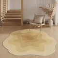 Scalloped cream area rug with wave patterns in a minimalist Japandi living space - Diameter 50CM / Warm Wind (Beige)