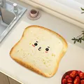 Detailed view of the cute bread toast absorbent kitchen drying mat on a countertop - 30x30cm (PU Absorbent Leather Wipeable) / Mushroom Toast