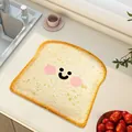 Detail of cute toast-shaped kitchen draining mat with a smiling face on a countertop. - 30x30cm (PU Absorbent Leather Wipeable) / Round Head Toast