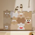 Cartoon absorbent bathroom mat with cute puzzle emoji design in beige - 40*60cm / Irregular Shape / Cute Life