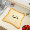 Cute toast-shaped kitchen drying mat with absorbent surface for sink countertop use - 30x30cm (PU Absorbent Leather Wipeable) / Compressed Toast
