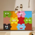 Absorbent cartoon colorful puzzle pattern diatom mud bath mat for bathroom entryway décor - 40*60cm / Rectangle / Monster Life