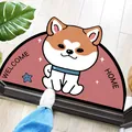 Simpatico zerbino semicircolare Shiba Inu in terra di diatomee con fondo antiscivolo per la casa. - 40x60cm / Cane Carino