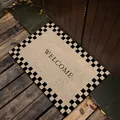 Outdoor welcome doormat with checkered border and durable PVC coil texture for entry - 40*60cm / Letter Style C (WELCOME)