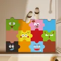 Colorful jigsaw puzzle cartoon diatom mud bathroom mat with cute emoji faces. - 40*60cm / Irregular Shape / Monster Life