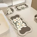 Premium 3-piece diatom mud bathroom mat set featuring daisy patterns and non-slip wavy edges - HAH-A Style / 50x55cm + 40x60cm (2-Piece Set) (Thin Style)