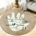Tapis rond nordique avec motif d'empreinte de main et thème nature pour chambre ou bureau - Diamètre 60cm / Motif paume