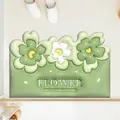 3D bloemen badmat in saliegroen met antislip absorberend diatomiet oppervlak - 40cmX60cm / Lentegroen