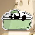 Tappeto da bagno antiscivolo assorbente con simpatico motivo a forma di panda - 40*60cm / Panda con Asciugamano Verde