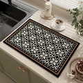 Detailed view of vintage floral absorbent kitchen mat on a modern countertop - 30*40cm / Locke Brick