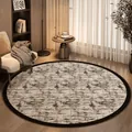 Modern textured round loop pile area rug in a minimalist cream-style living room - Diameter 50CM / Black-Gray Pattern
