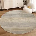 Modern round rug with abstract gradient stripes in a cream style living room setup - Diameter 50CM / Soft Sequence