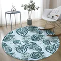 Tapis rond moderne de style nordique avec motif de feuilles vertes pour chambre - Diamètre 60cm / Feuille