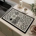American style kitchen countertop absorbent mat with black and white tile pattern - 30*40cm / American Black Grid