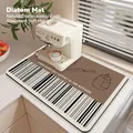 Absorbent diatom kitchen mat with stripe pattern and coffee machine setup - 30*40cm / Kitchenware Icon Splicing (MLG-D)