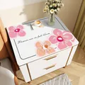 Wasserdichte Leder-Nachttischmatte mit Blumendruck und englischem Textdesign - 30*40cm / Rosa & Orangefarbenes Blumenmuster (YHZD-D)