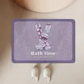 Tapis de bain violet antidérapant et absorbant avec motif lapin fleuri - 40*60cm / Série Violette