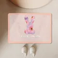 Tapis de bain rose à séchage rapide avec motif lapin floral et texte 'Tack a bath' - 40*60cm / Série Rose