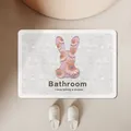 Tapis de bain antidérapant en boue de diatomées avec motif de lapin à fleurs mignon - Série Blanche