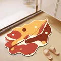 Stylish absorbent non-slip leaf-shaped bathroom mat featuring warm aesthetic earthy colors - 40x60cm / Red Orange Yellow Leaf