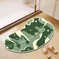 Absorbent non-slip diatom mud bath mat with stylish artistic green leaf pattern - 40x60cm / Deep and Light Green Leaf