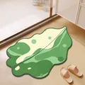 Ins style decorative green leaf-shaped non-slip bath mat made of absorbent diatom mud - 40x60cm / Green and White Leaf