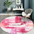 Tapis rond scandinave moderne avec motif de coups de pinceau roses pour la chambre - Diamètre 60cm / Style Rose Ins