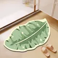 Alfombra de baño antideslizante con forma de hoja de plátano verde - 40x60cm / Hoja Borde Beige