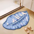 Alfombra de baño antideslizante azul con forma di hoja, absorbente para el hogar - 40x60cm / Hojas Azules
