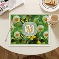 Nordic leather placemat with green botanical and butterfly design for dining table. - 30*40cm / Green Dandelion Floral