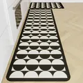 Modern black and white geometric kitchen mat set with absorbent diatom mud surface - Half-Circle Geometric Style / 40x60cm / HZ-4