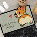 Zerbino assorbente in terra di diatomee con Corgi cartone e Welcome Home - 40x60cm / Sguardo All'indietro