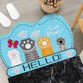 Tappeto assorbente in terra di diatomee blu con motivo a zampe di gatto cartone - 40x60cm / Quattro Zampe di Gatto