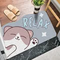 Tappetino da bagno in terra di diatomee gatto cartone animato assorbente con scritta RELAX - 40x60cm / Dormendo Profondamente