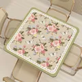 Premium square PVC leather table mat with vintage floral rose and butterfly pattern design - 40*40cm / A-Style Floral