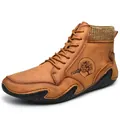 Stilvolle braune Herren-Martin-Boots mit Strickkragen und rutschfester Oktopus-Sohle - 38 / Braun (wx88999)